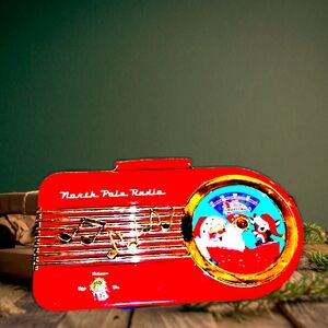 Mr Christmas Vtg North Pole Radio Holiday Jukebox Christmas Decoration Music Box